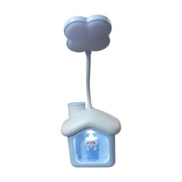 Imagem de Luminária de Mesa Casinha Coelho Infantil - Quarto Cor:Azul - Genérico