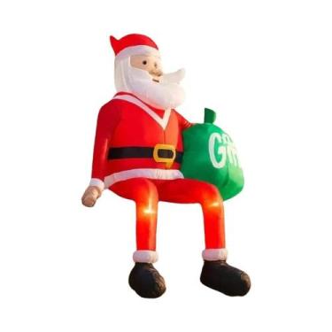 Imagem de Papai Noel Inflável De 7,8 Pés No Chaminé Com Luz LED, Decorações De N