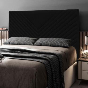 Imagem de Cabeceira Cama Box Casal King Size Viena 195cm Corano Preto - Abmaza