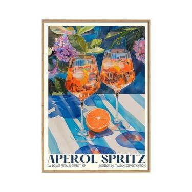 Imagem de Pôster De Cozinha Com Estampa Retrô Italiana De Viagem Aperol Spritz, 