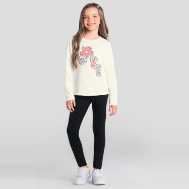 Imagem de Conjunto infantil menina floral com strass Brandili, Natural, 6