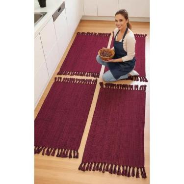 Imagem de Kit 3 Tapetes Passadeira Cozinha Algodão Grande Tear - Congratulations