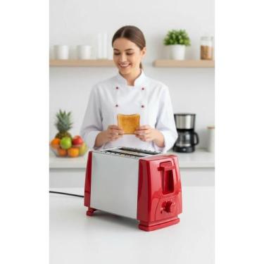 Imagem de Torradeira Vermelha Inox 2 Fatias 6 Níveis 620W - Congratulations Stor