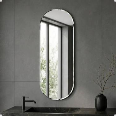 Imagem de Espelho Lopazzi Oval 50x70 Borda Lapidada Cristal Penteadeira Hall Fix