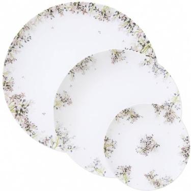 Imagem de Jogo de Pratos Fogli Tramontina 12 Peças Porcelana Decorada Rasos Fund