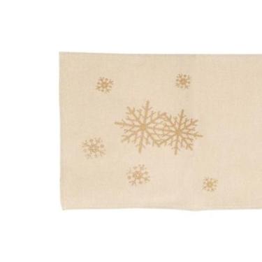 Imagem de Caminho de mesa bege c/ flocos de neve - 35 x 175cm - Cromus