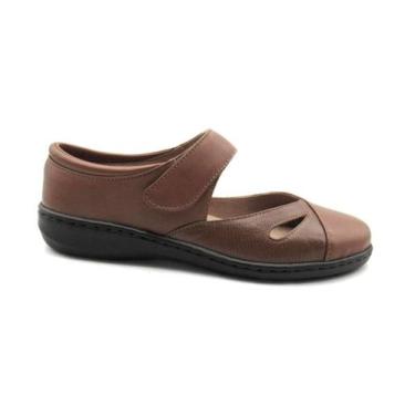 Imagem de Sapato Feminino Alexxa Opananken Anatômico 63807 100% Couro, Whisky, 3