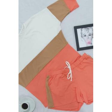 Imagem de Pijama feminino na cor coral, pecan e off - INTIMA PASSION OFICIAL, G