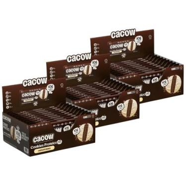 Imagem de 3x Cookie Proteico All Black Cacow Chocolate Branco 9 unidades 40g -, 
