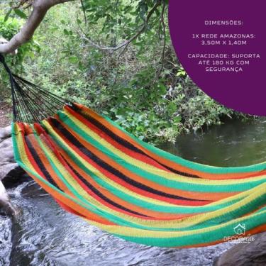 Imagem de Rede Descanso Dormir Amazonas Nylon Casal Colorida Resistente Camping 