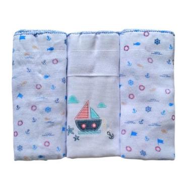 Imagem de Fralda de Pano Ombro Bebê Estampada Kit com 03 unidades Incomfral, Men