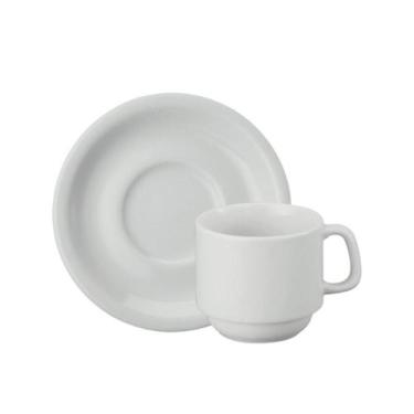 Imagem de Xícara Chá com Pires 200ml Porcelana Schmidt - Mod. Cilindrica 007
