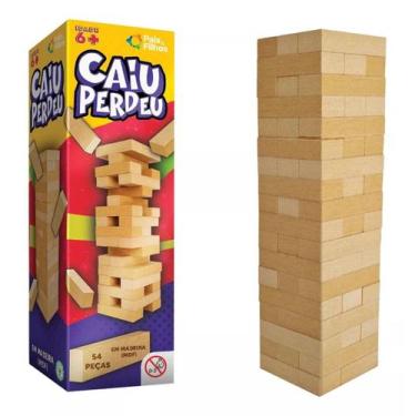 Imagem de Jogo Caiu Perdeu Torre Madeira Equilíbrio Brinquedo Pais Filhos - Pais