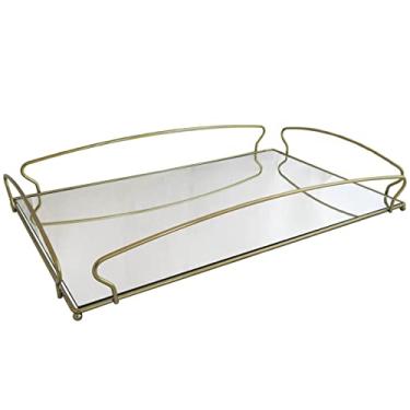 Imagem de Bandeja Grande Dourada para Aparador 55X34cm Espelhada Retangular Duler