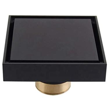 Imagem de Tubo de drenagem quadrado de lat?o s¨®lido de 4 polegadas com filtro de extens?o de cabelo de tampa remov¨ªvel plug¨¢vel de telha, preto