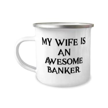 Imagem de Sarcasm Wife Gifts, My Wife Is An Awesome Banker, Epic Christmas Caneca de acampamento de 355 ml