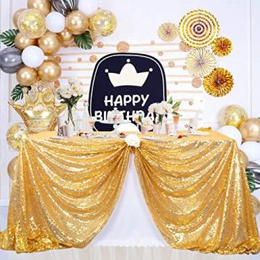 Imagem de Toalha de mesa retangular de lantejoulas ShinyBeauty, toalha de mesa de lantejoulas brilhantes ~ 190518S 60 x 102-Inch Dourado