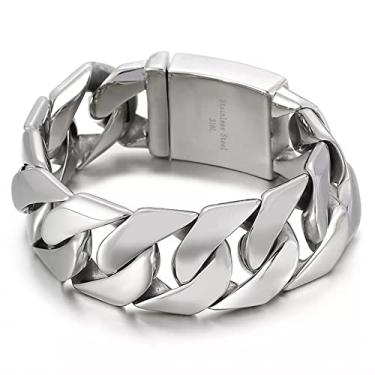 Imagem de suhang Pulseira De Corrente De Elos Joias 316L Aço Inoxidável Polido Fosco Presente Masculino