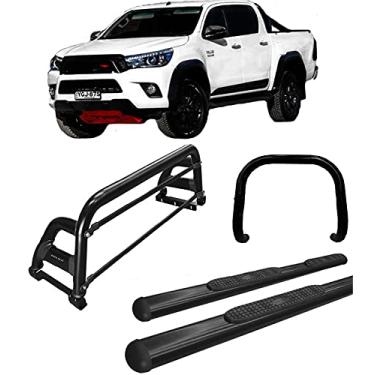 Imagem de Kit quebra mato+Estribo Oval +Santo Ant H2 Hilux 16/20 Preto