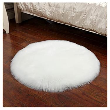 Imagem de GERYUXA Tapetes macios para quarto tapete antiderrapante para sala de estar tapetes felpudos para sala de estar (tamanho: 70 cm, cor: branco)