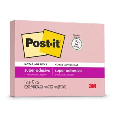 Imagem de Post-it, 3M, Bloco de Notas Super Adesivas, Rosa Positivo, 76mm x 102mm, 90 folhas