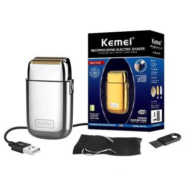 Imagem de Maquina De Barbear Recarregável Metal Kemei Km Tx1 Silver