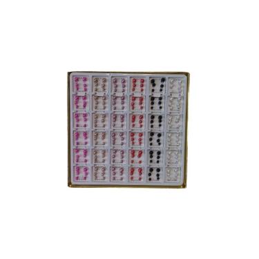 Imagem de Brinco mini pérola caixa com 108 pares em 3 tamanhos