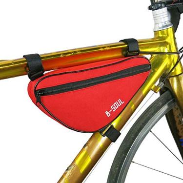 Imagem de AKT Bolsa com moldura de bicicleta de ciclismo para tubo frontal Bolsas triangulares de bicicleta Bolsa de bicicleta Acessórios de equitação, Vermelho