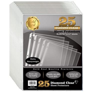 Imagem de Protetores de lençol extra pesados transparentes de diamante 25 unidades, 4 mils de resistência, por selo dourado, 21,6 x 27,9 cm, carga superior, pacote com 25