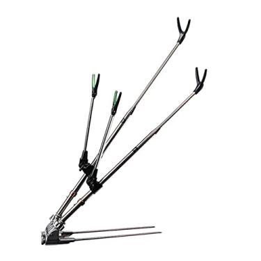 Imagem de Barraca de pesca Torretas duplas de aço inoxidável, caixa de pesca, suporte de haste de cadeira de pesca, suporte de haste de mão, suporte de haste, suporte de vara de pesca Suporte para vara de pesca