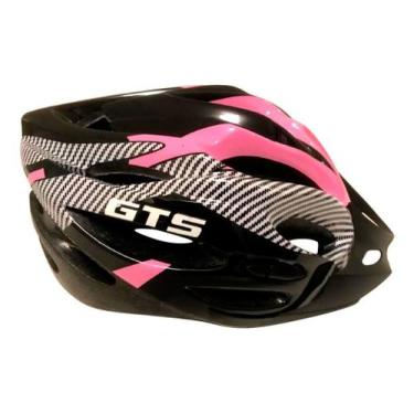 Imagem de Capacete Com Sinalizador Led Ciclismo Bike Rosa E Preto Gts