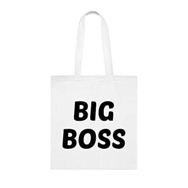 Imagem de Bolsa Big Boss, presente grande chefe, bolsa de ombro Big Boss, sacos reutilizáveis Big Boss, ideia de de Natal, presente para ela, presente para ele, bolsa feminina, Branco