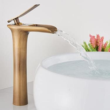 Imagem de Torneiras de bacia cromada branca torneira de banheiro com alça única torneira misturador de bacia de água quente e fria torneira de banho pia de água guindaste banheiro, alto bronze antigo, China