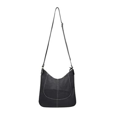 Imagem de Bolsa Feminina Sacola transversal Em Couro Legítimo (Preto)