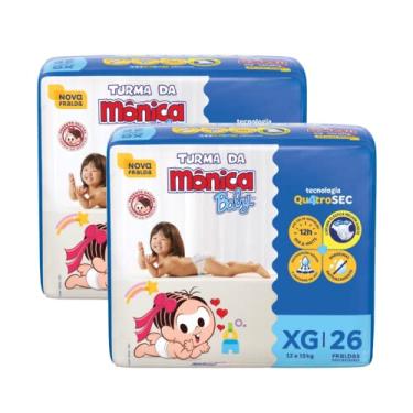 Imagem de Kit 2 Pacotes Fralda Descartável Turma da Monica Baby Econômica XG, 52 uni Infantil