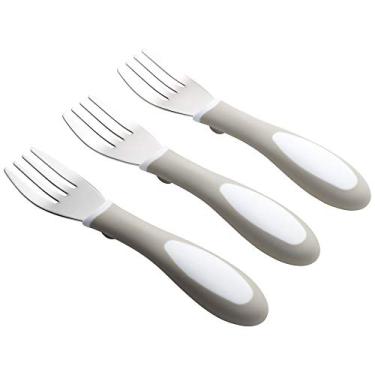 Imagem de ECR4Kids-ELR-18104 My First Meal Pal Toddler Forks, BPA-Free and Dishwasher Safe Utensils for Babies and Kids, Children's Flatware for Self-Feeding, White/Light Grey (3-Pack)