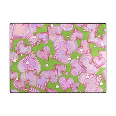 Imagem de My Little Nest Tapete de área Doodle corações rosa pontos leve antiderrapante tapete macio 1,2 m x 1,7 m, esponja de memória interior decoração externa tapete para sala de jantar quarto escritório cozinha