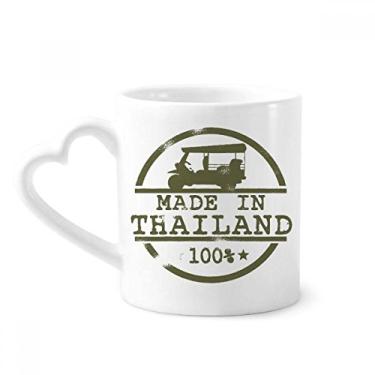 Imagem de Caneca com ilustração de trator da Tailândia Make In Thailand Caneca de café cerâmica copo de coração de vidro