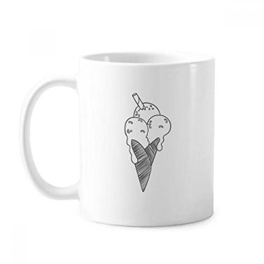 Imagem de Caneca de sorvete de biscoito de gergelim com contorno preto cerâmica xícara de porcelana de café louça