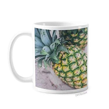 Imagem de Caneca de cerâmica com foto de abacaxi foto de frutas tropicais cerâmica xícara de porcelana de café louça