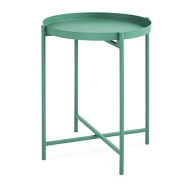 Imagem de Mesa lateral redonda em metal - Verde