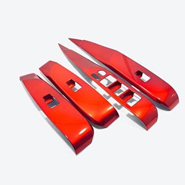 Imagem de Xodouhi Acessórios interiores do carro janela de vidro painel interior apoio de braço interruptor de elevação guarnição de botão para Toyota Camry 2018 2019 2020 2021 2022 vermelho (B)