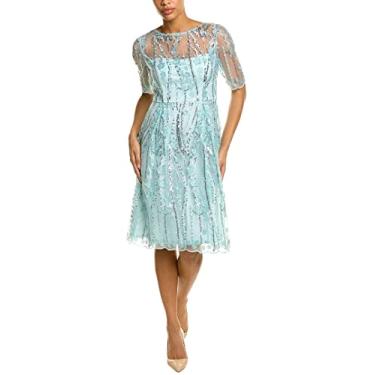 Imagem de Adrianna Papell Vestido feminino de lantejoulas florais 3D, Vidro do mar, 42