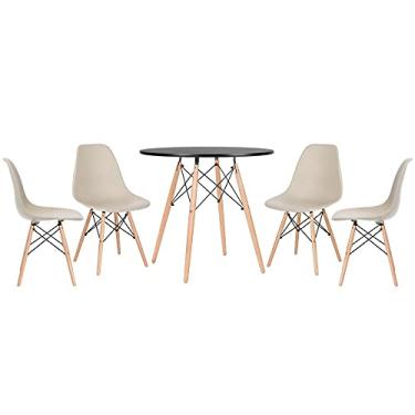 Imagem de Loft7, Conjunto - Mesa Eames 80 cm preto + 4 cadeiras Eames Eiffel DSW nude