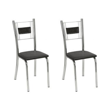Imagem de Conjunto com 2 Cadeiras Roberta Cromado e Preto
