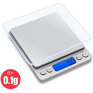 Imagem de balança de cozinha digital, balança eletrônica de bolso de 0,01g, balança para cozinhar alimentos com display lcd com bandejas tara pcs aço inoxidável