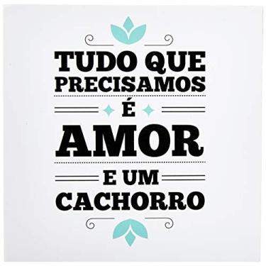 Imagem de Arte Maníacos Quadro Decorativo Tipo Placa Amor e Cachorro - 65 x 46 cm, Branco,