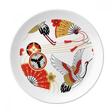 Imagem de Ventoinha dobrável com padrão Sakura Prato decorativo de porcelana Salver Prato de jantar