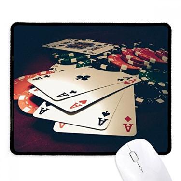 Imagem de Cartas de pôquer fichas para jogos Foto Mousepad antiderrapante Jogo Escritório Preto Bordas costuradas Presente