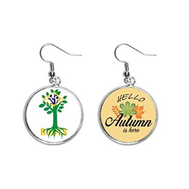 Imagem de Brinco de folha de outono com raízes da bandeira da família Ancestral do Brasil, joia